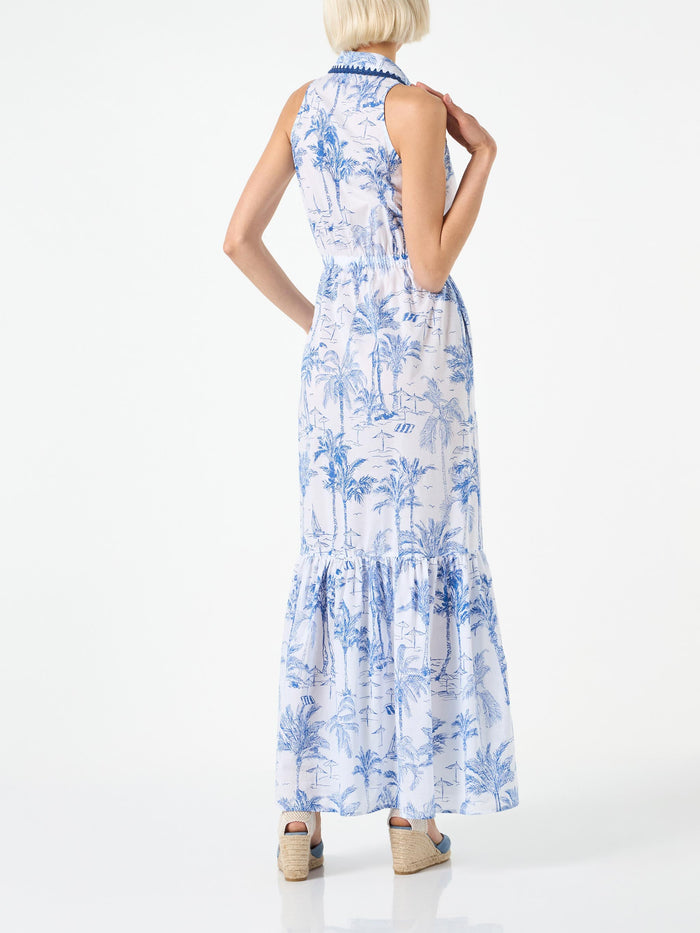 Toile De Jouy Ida Halterneck Long Dress White