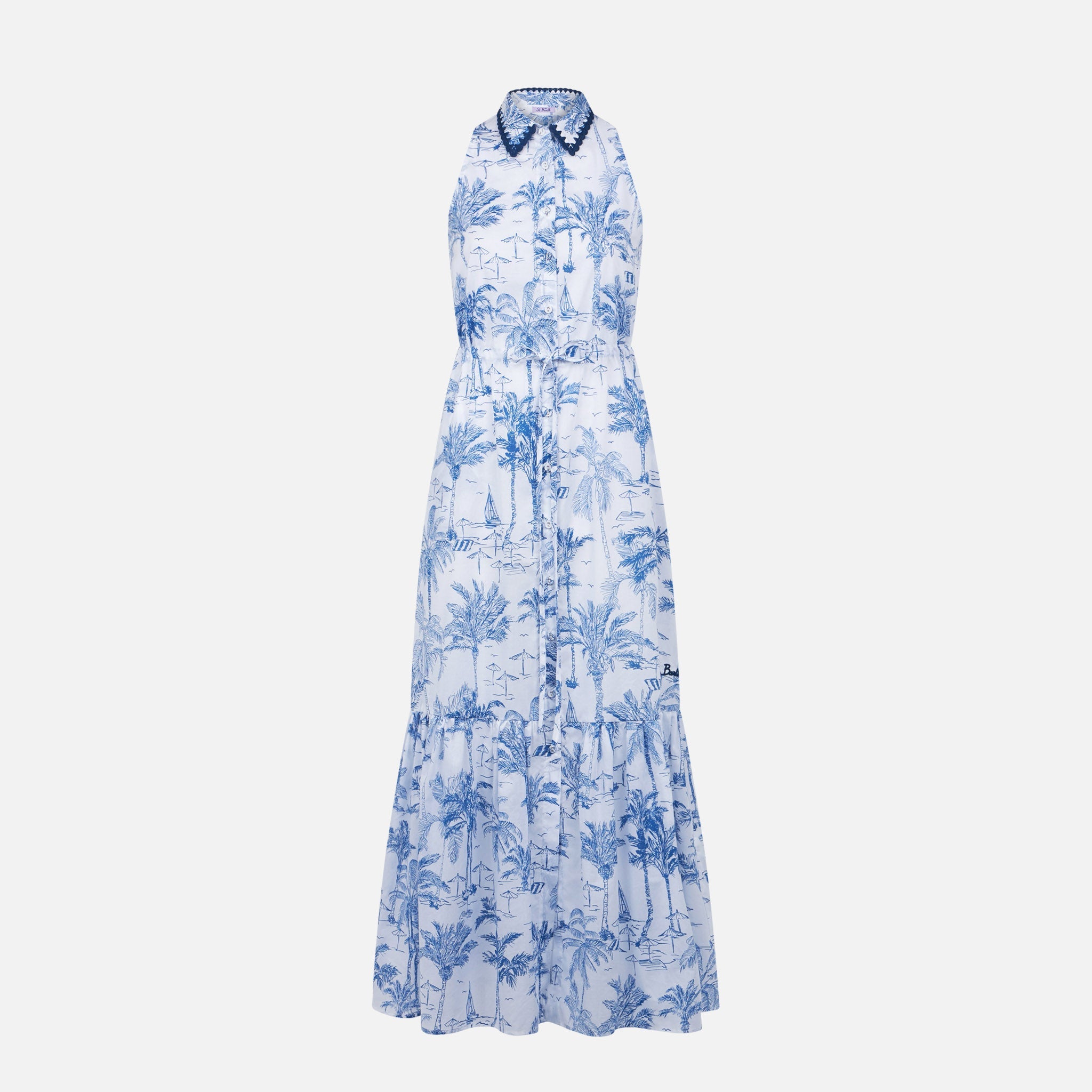 Toile De Jouy Ida Halterneck Long Dress White
