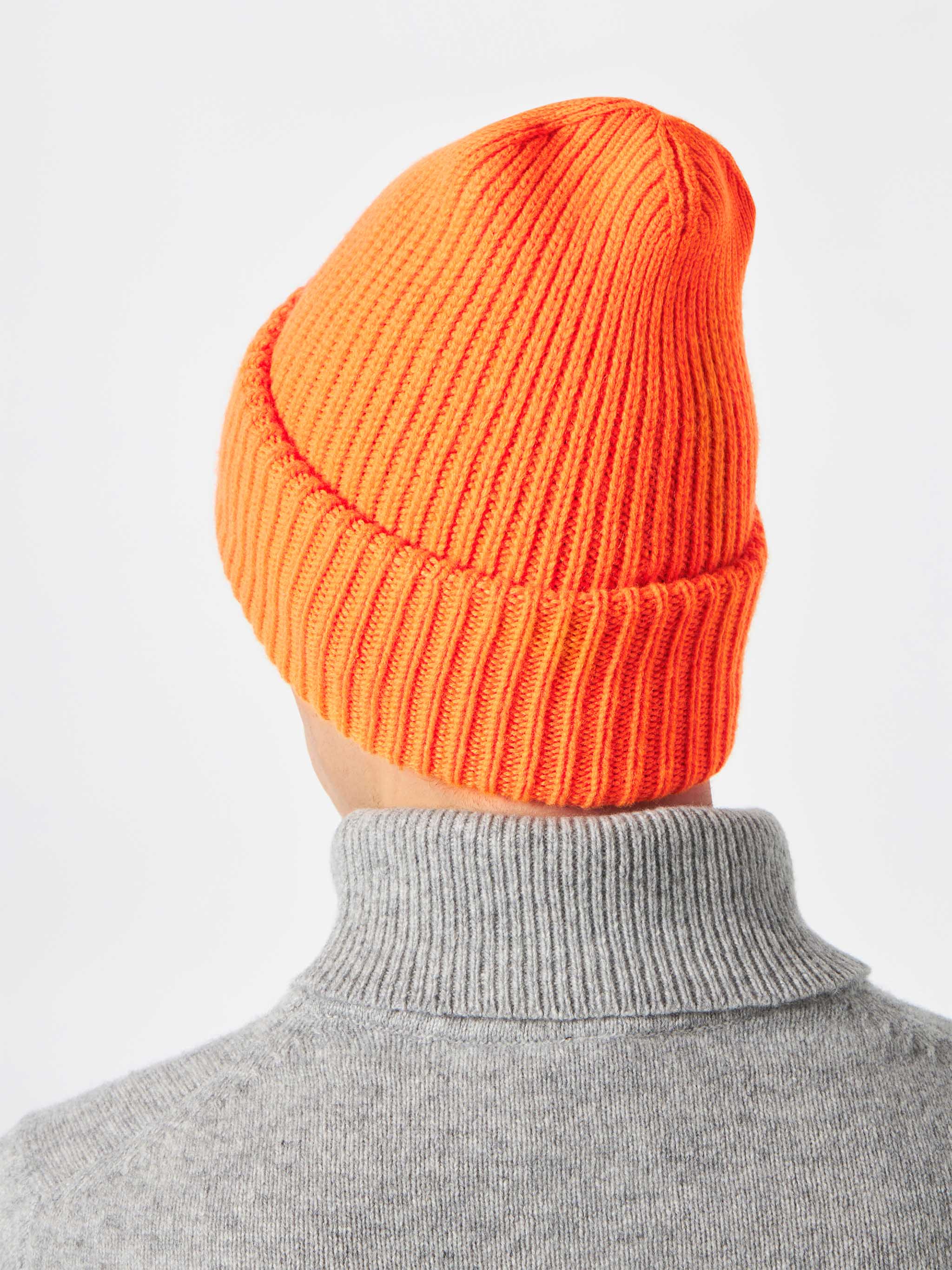 Fluo Orange Ribbed Beanie Berry With Saint Barth Patch Hat
