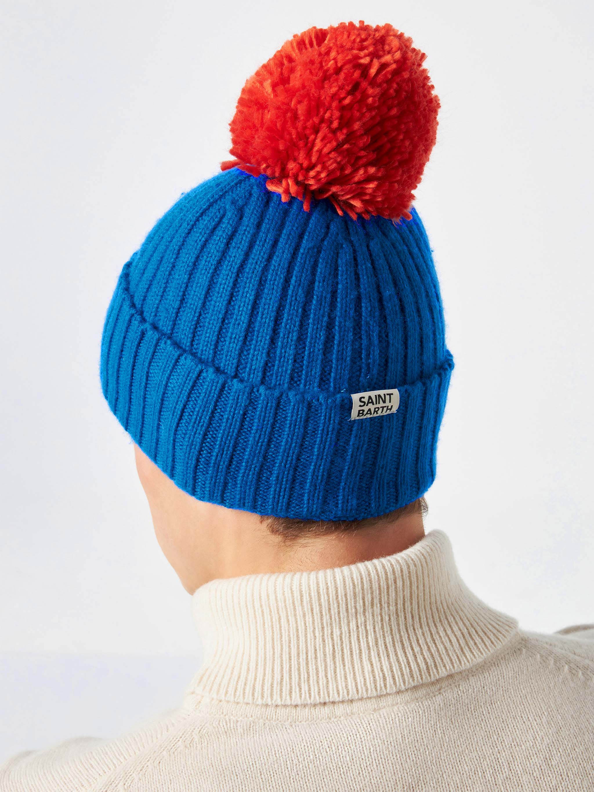 Man Beanie With Pompon Petrolio Hat