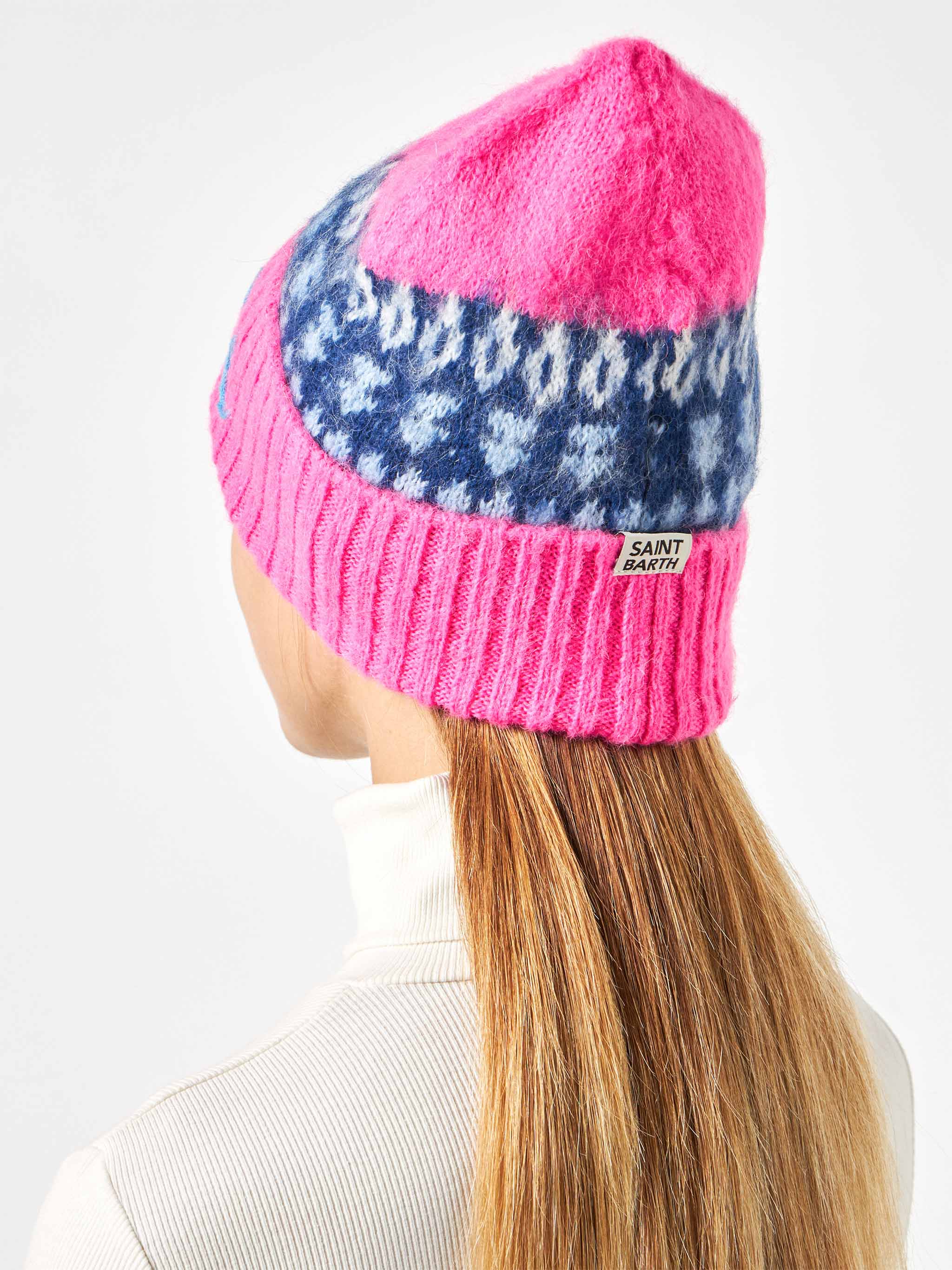 Wengen Nordic Soft Beanie With Jacquard And Embroidery Pink Hat