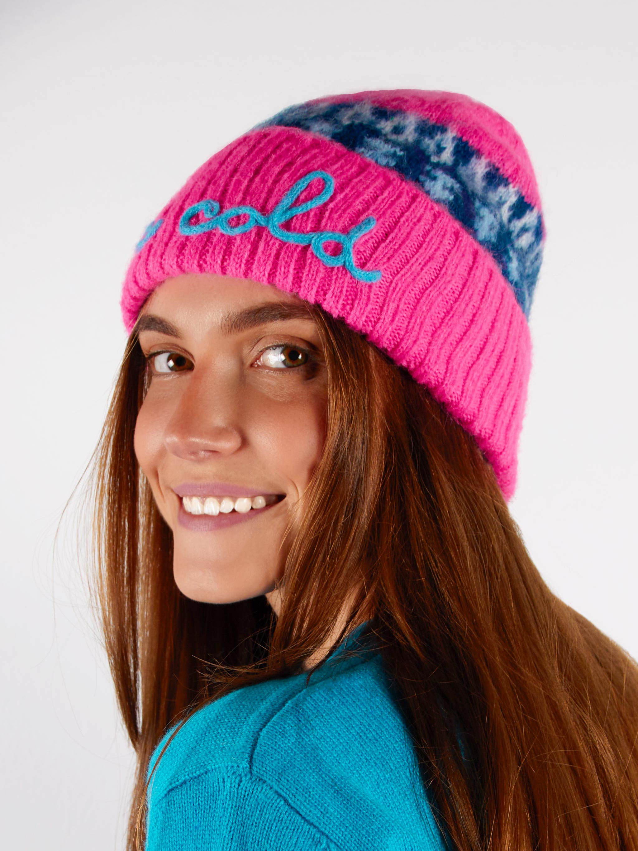 Wengen Nordic Soft Beanie With Jacquard And Embroidery Pink Hat
