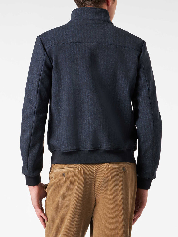 Man Mid-Weight Herringbone Bomber Jacket Traveler Blue