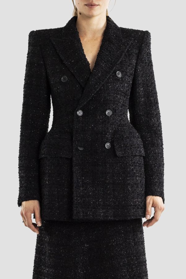 Balenciaga Bouclé tweed with metallic highlights blazer in black