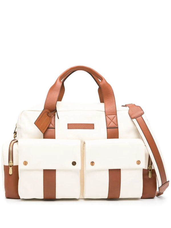 Brunello Cucinelli Logo-Patch Zipped Holdall White Bag