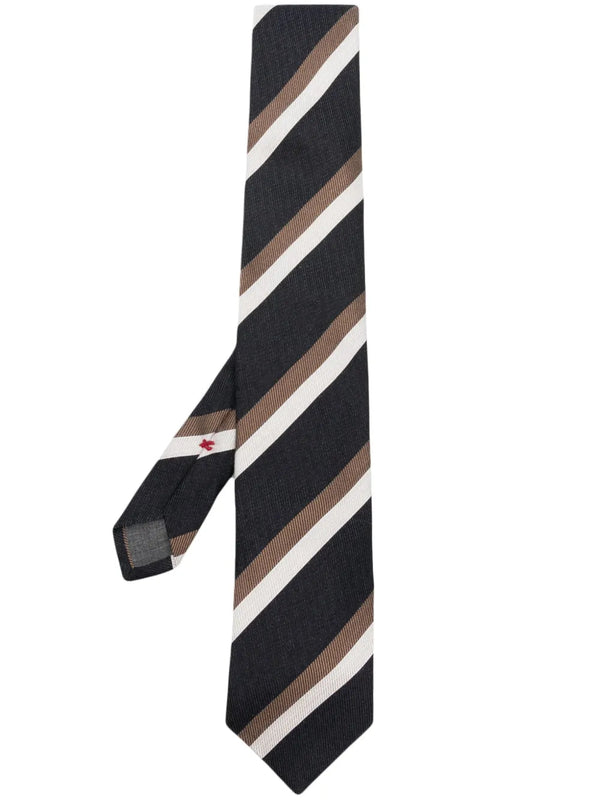 Brunello Cucinelli Diagonal Striped Tie Brown Clothing