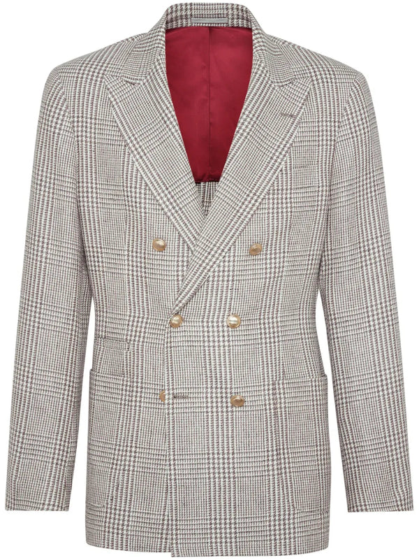 Brunello Cucinelli Mens Beige Wool Silk Blazer Brown Clothing