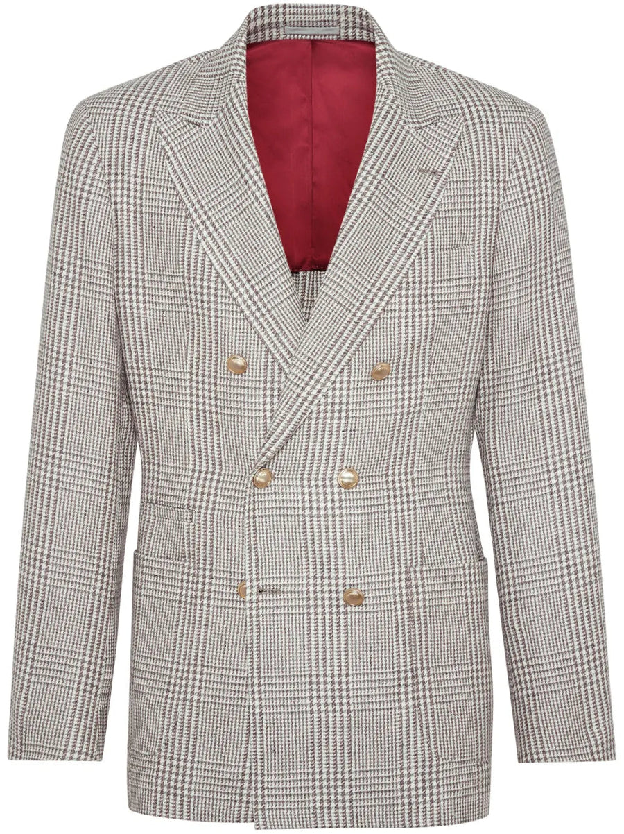Brunello Cucinelli Mens Beige Wool Silk Blazer Brown Clothing