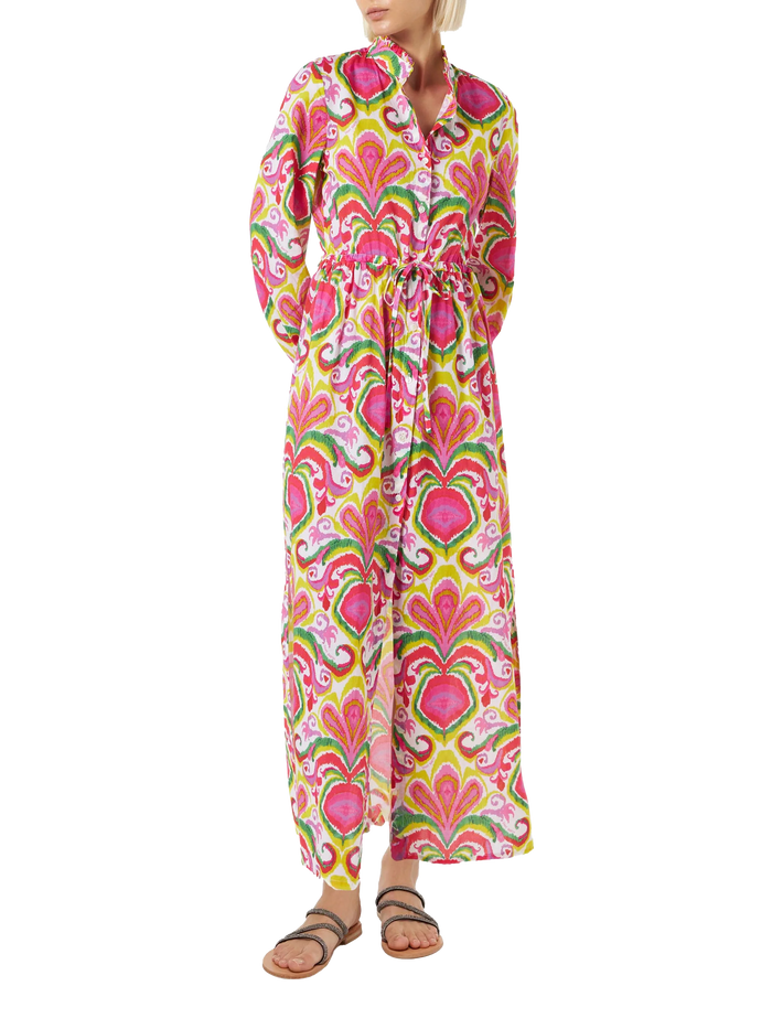Jodie Cotton Dress With Ikat Print Pink