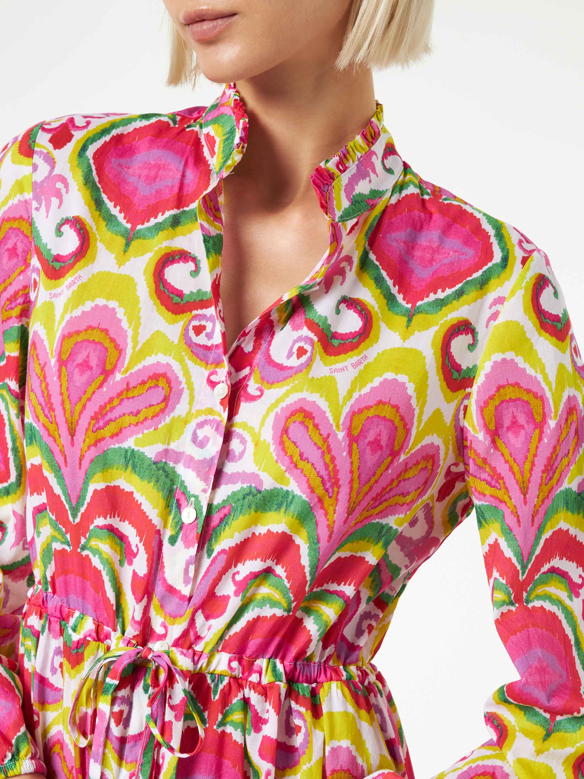 Jodie Cotton Dress With Ikat Print Pink