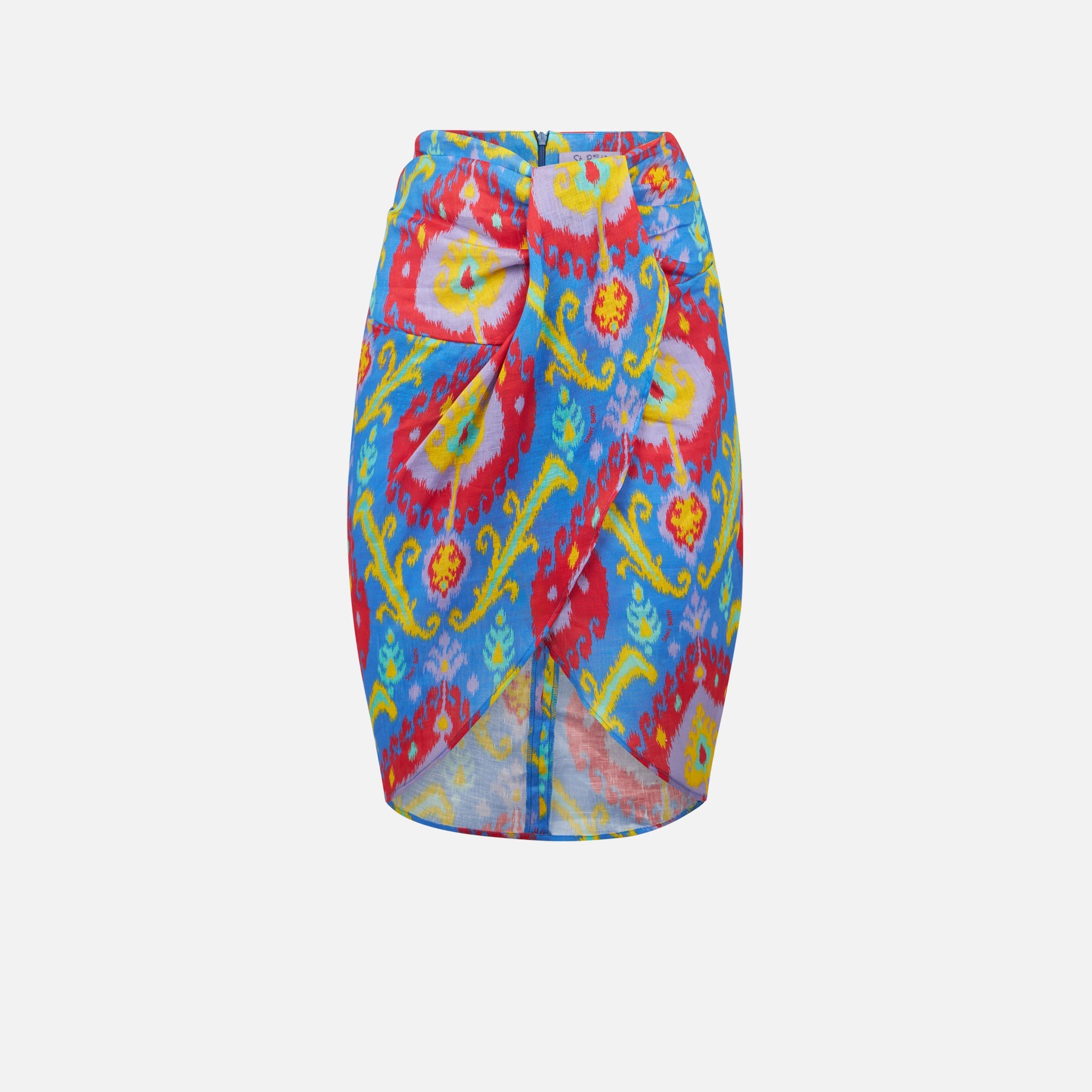 Multicolor Cotton Amanda Midi Skirt Blue