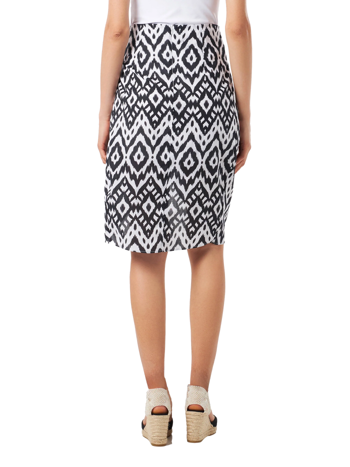Amanda Black And White Ikat Midi Skirt