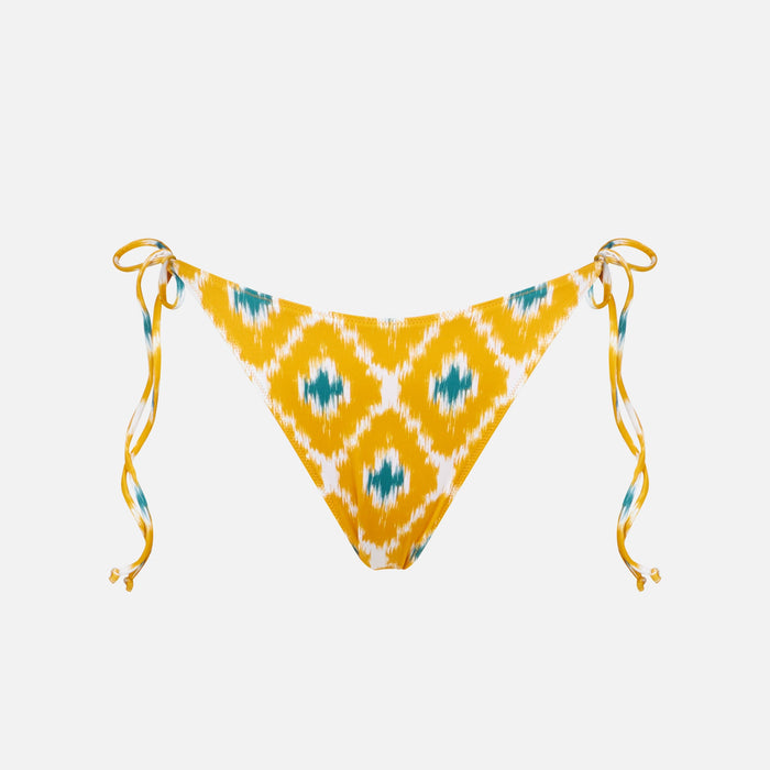 Marielle Multicolor Ikat Print Swim Briefs Yellow Bottom