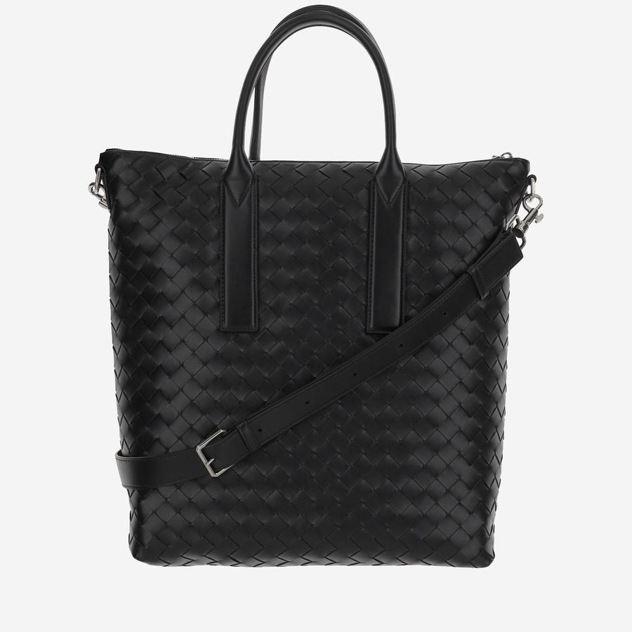 Braided Tote Bag Black Calfskin Handbags