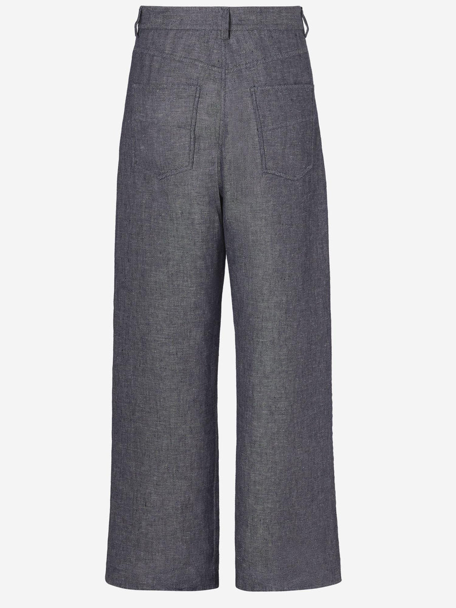 Jeans Cotton-Linen Blend Dark Denim