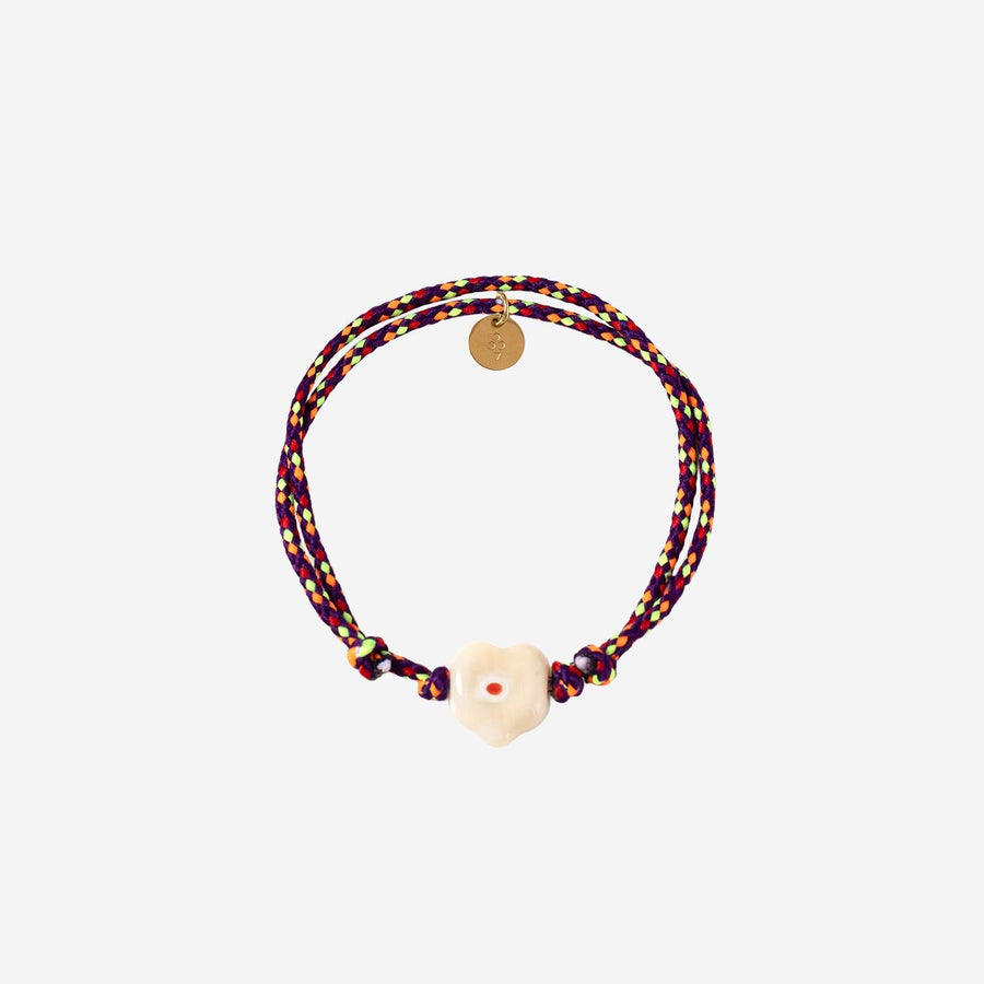 Bracelet Guardian Heart Glass Bead Multicolour Fabric