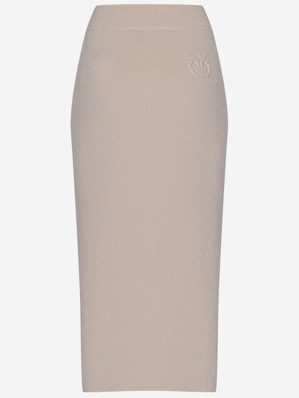 Rainbow Skirt Lurex Piqué Fabric Beige Viscose