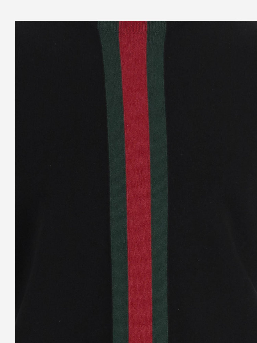 Cashmere Sweater With Web Detail, Black