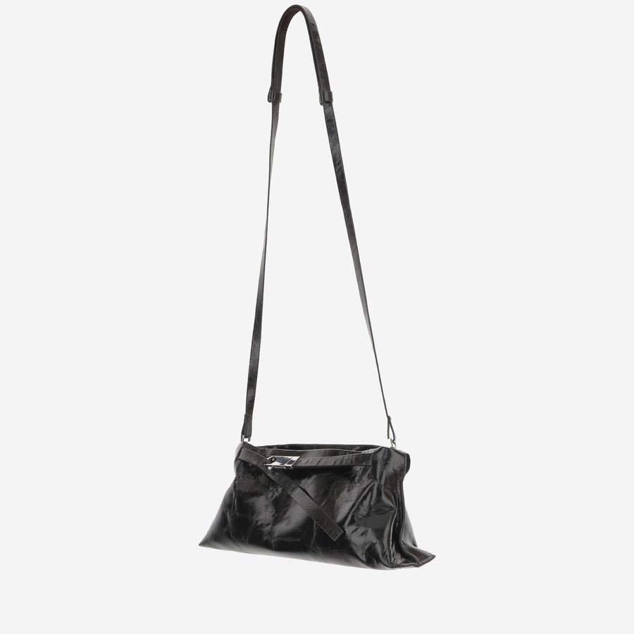 Glossy Leather Bag Black Shoulder