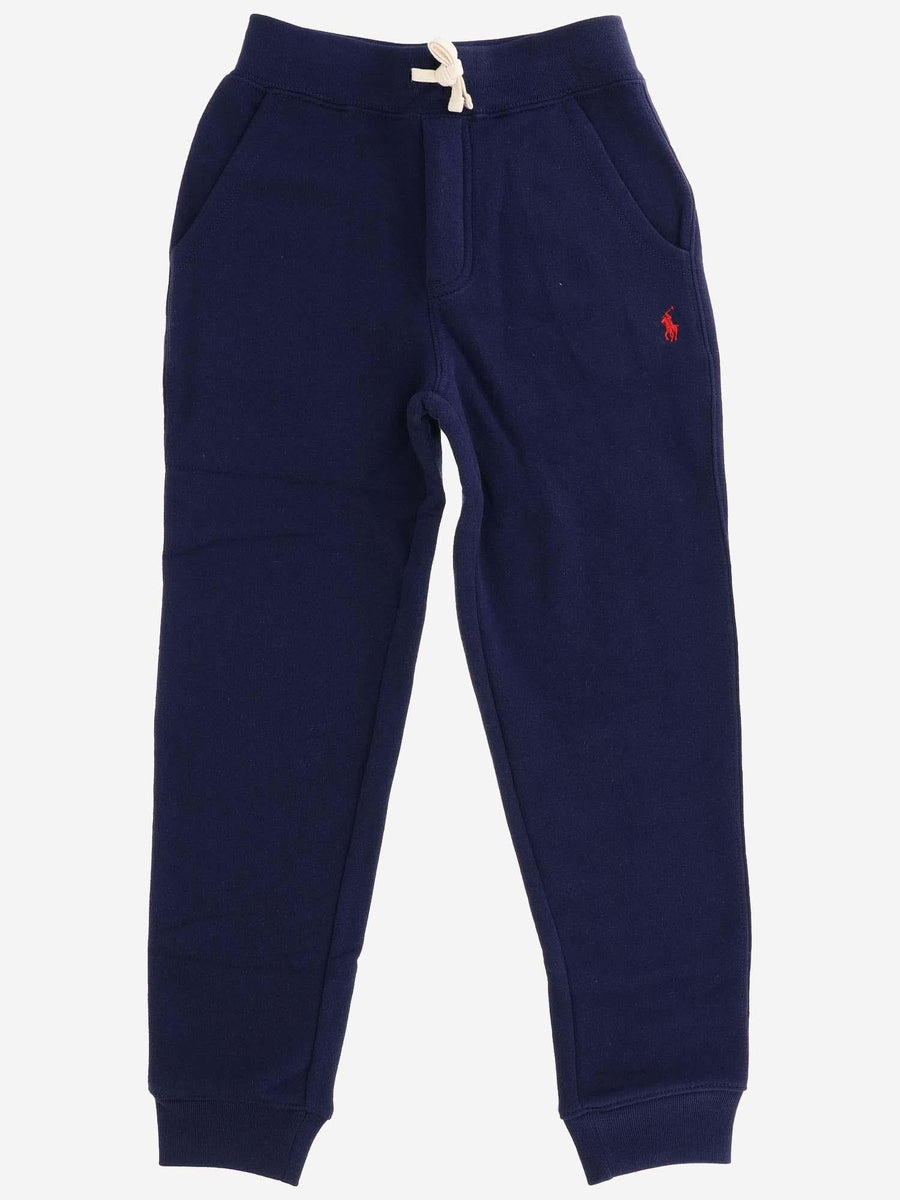 Cotton Blend Jogging Pants With Logo Navy Trousers