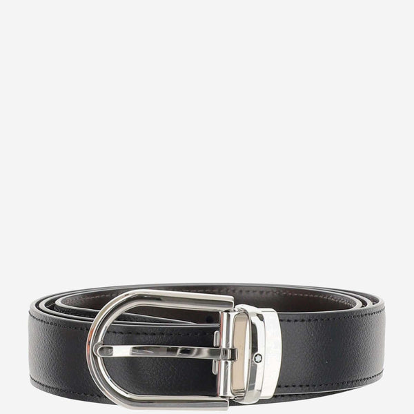 Leather Belt, Reversible Black