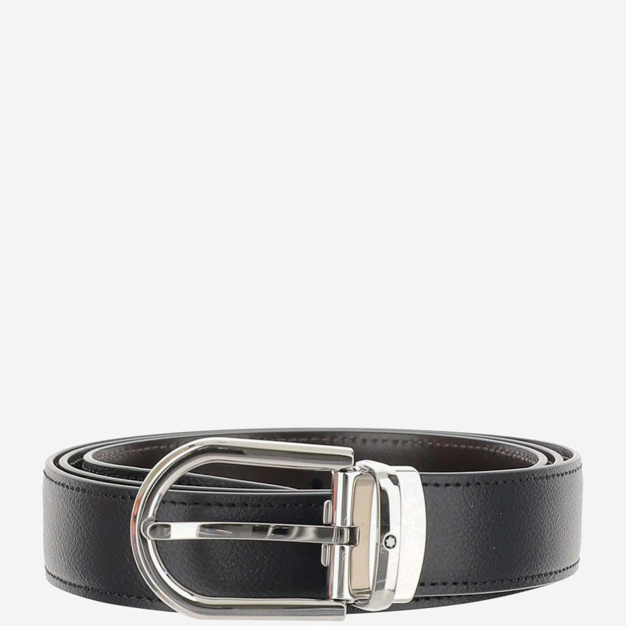 Leather Belt, Reversible Black