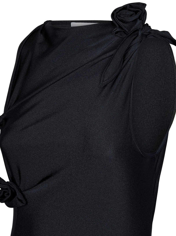 Top Flower Black Polyamide Tops