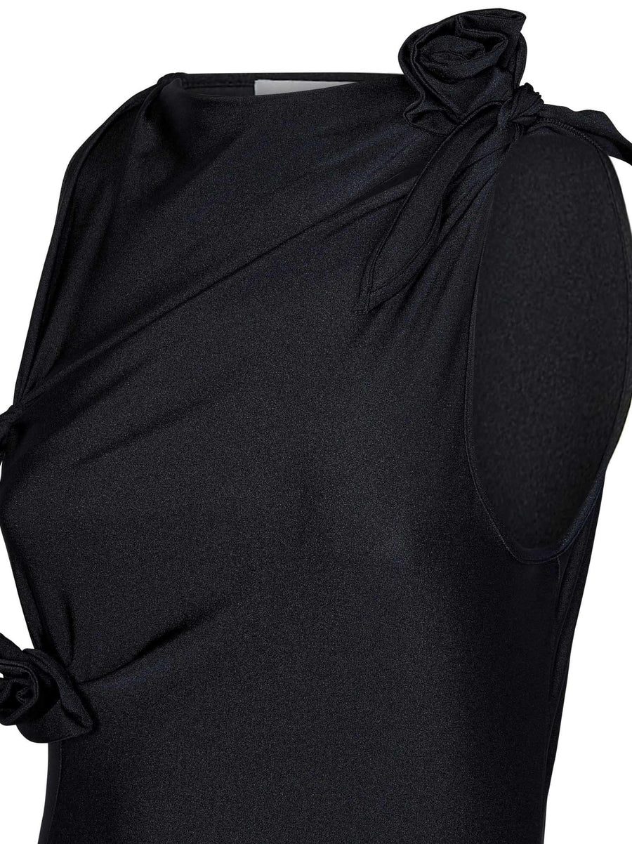 Top Flower Black Polyamide Tops