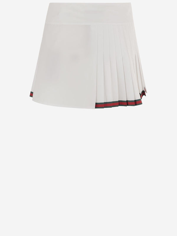 Cotton Skirt With Partial Pleats White
