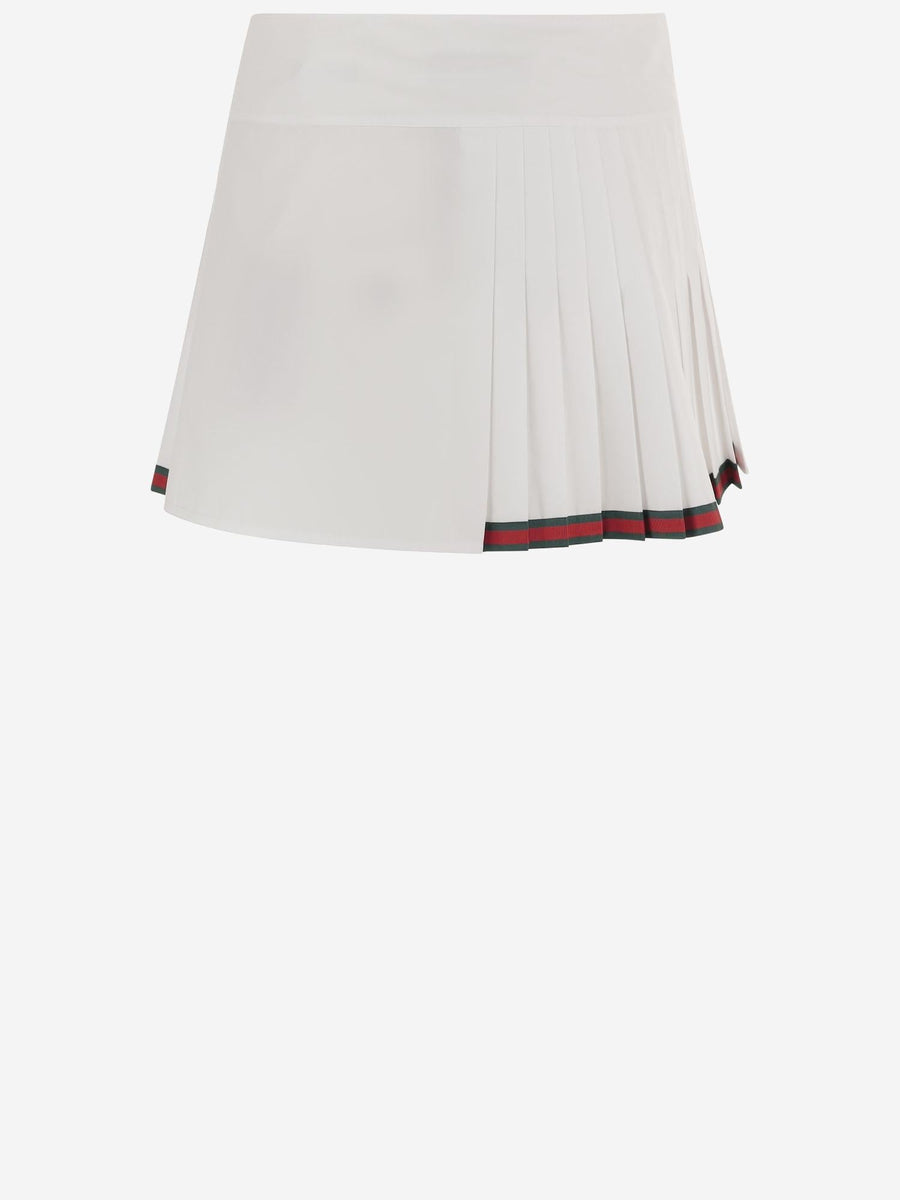 Cotton Skirt With Partial Pleats White