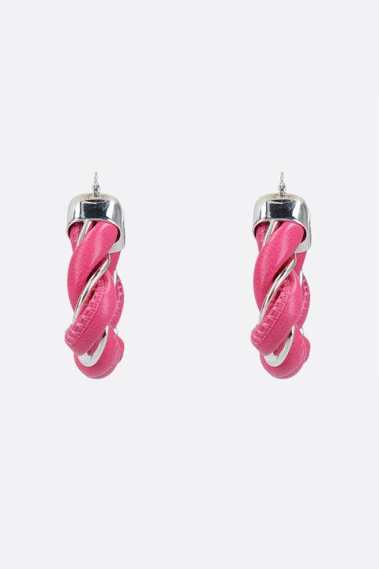 Hoop Earrings Silver & Lambskin Candy Pink
