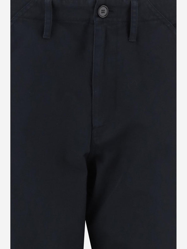 Cotton Cargo Trousers With Check Details Dark Navy