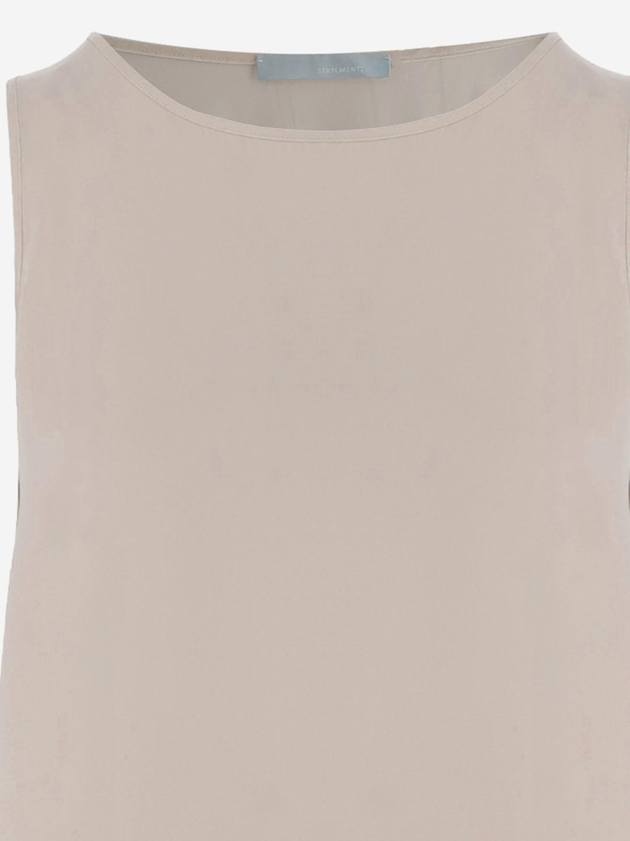 Stretch Silk Top Beige Tops