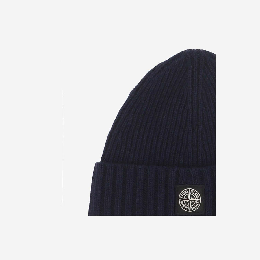 Wool-Blend Logo Beanie Navy Hat