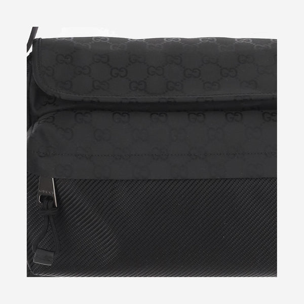 Gg Medium Shoulder Bag Black Polyamide