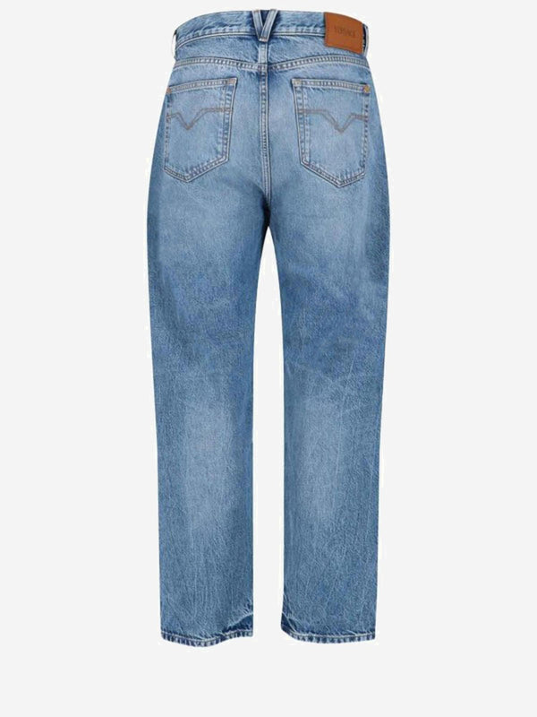 Cotton Jeans With Logo Detail Denim