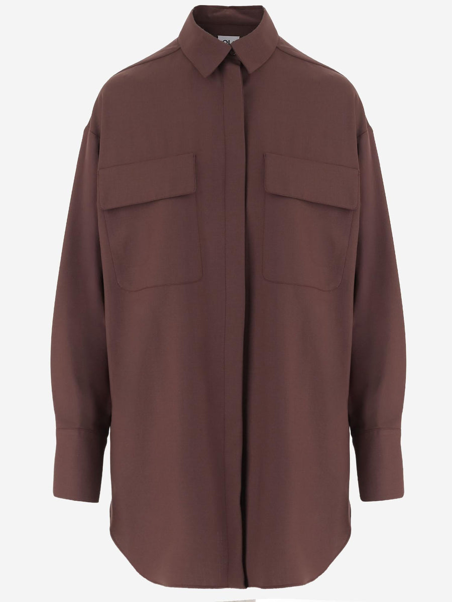 Wool-Blend Shirt Gladys Burgundy Virgin Wool