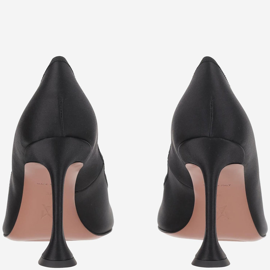 Pumps Lila Black Satin Fabric