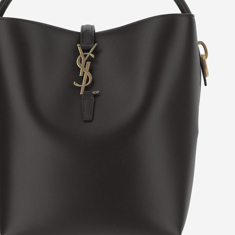 Glossy Leather Bag Dark Grey Shoulder