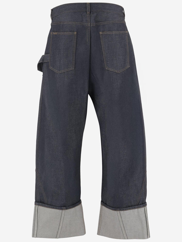 Turn-Up Hem Jeans Denim Cotton