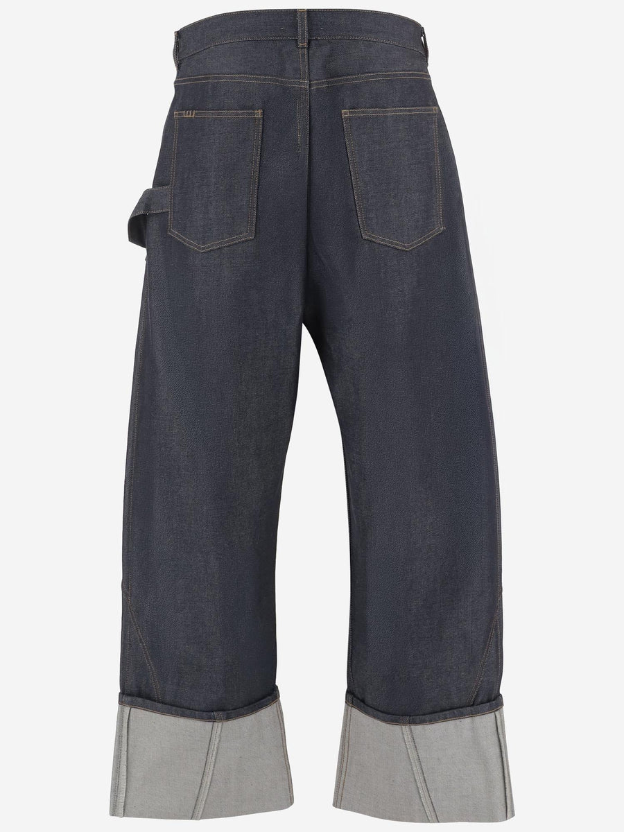 Turn-Up Hem Jeans Denim Cotton