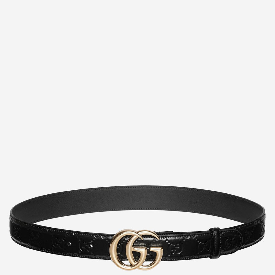 Slim Gg Marmont Belt Black Cotton