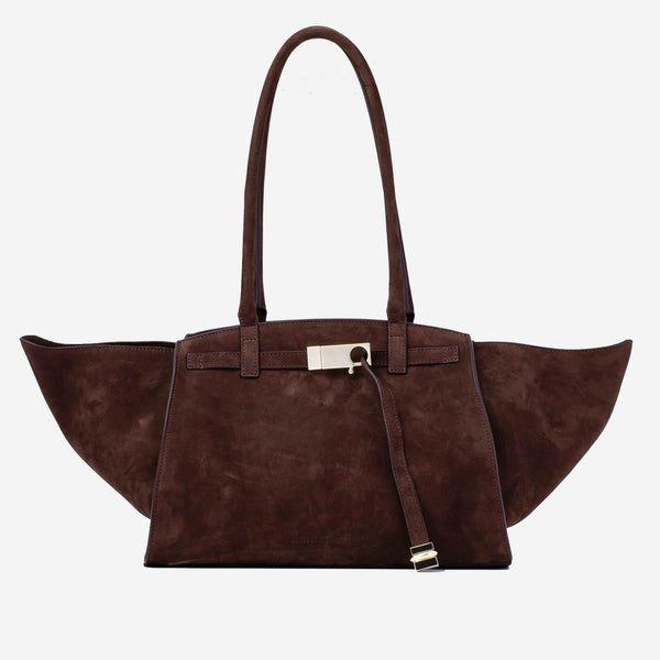 Suede Shoulder Bag Dark Brown