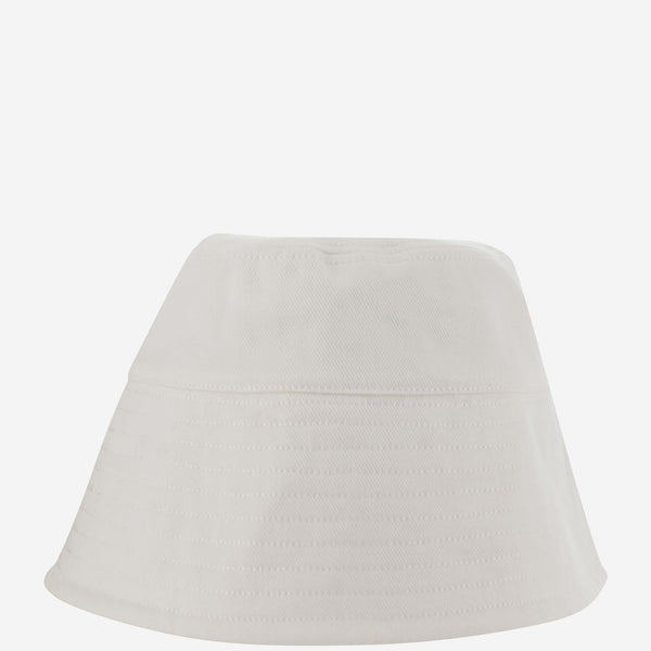 Cotton Bucket Hat With Logo White
