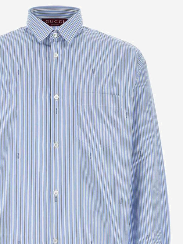 Striped Cotton Poplin Shirt Light Blue