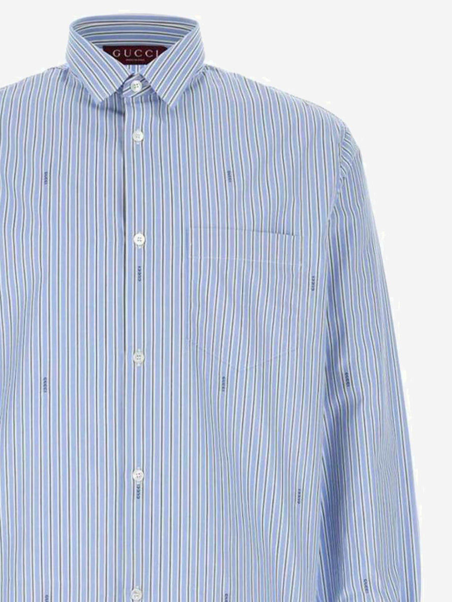 Striped Cotton Poplin Shirt Light Blue