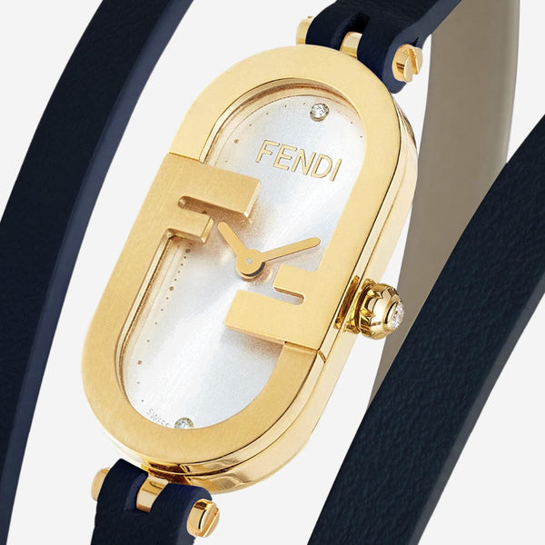Fendi Olock Vertical Clock Navy Stainless Steel Watches