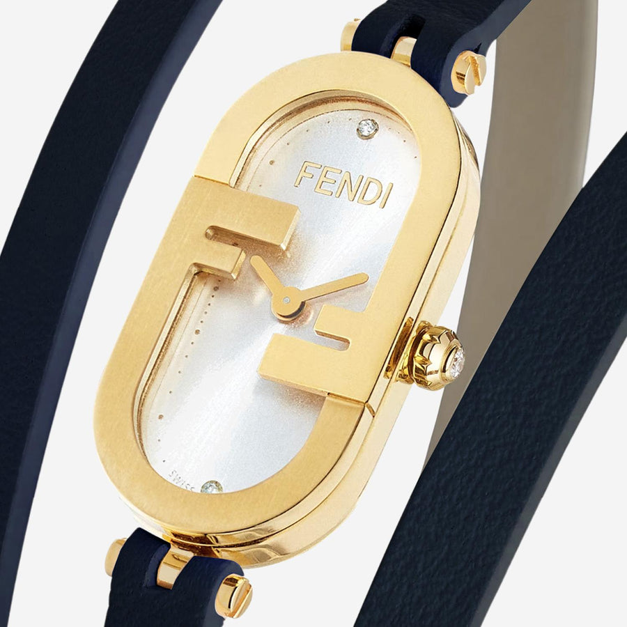 Fendi Olock Vertical Clock Navy Stainless Steel Watches