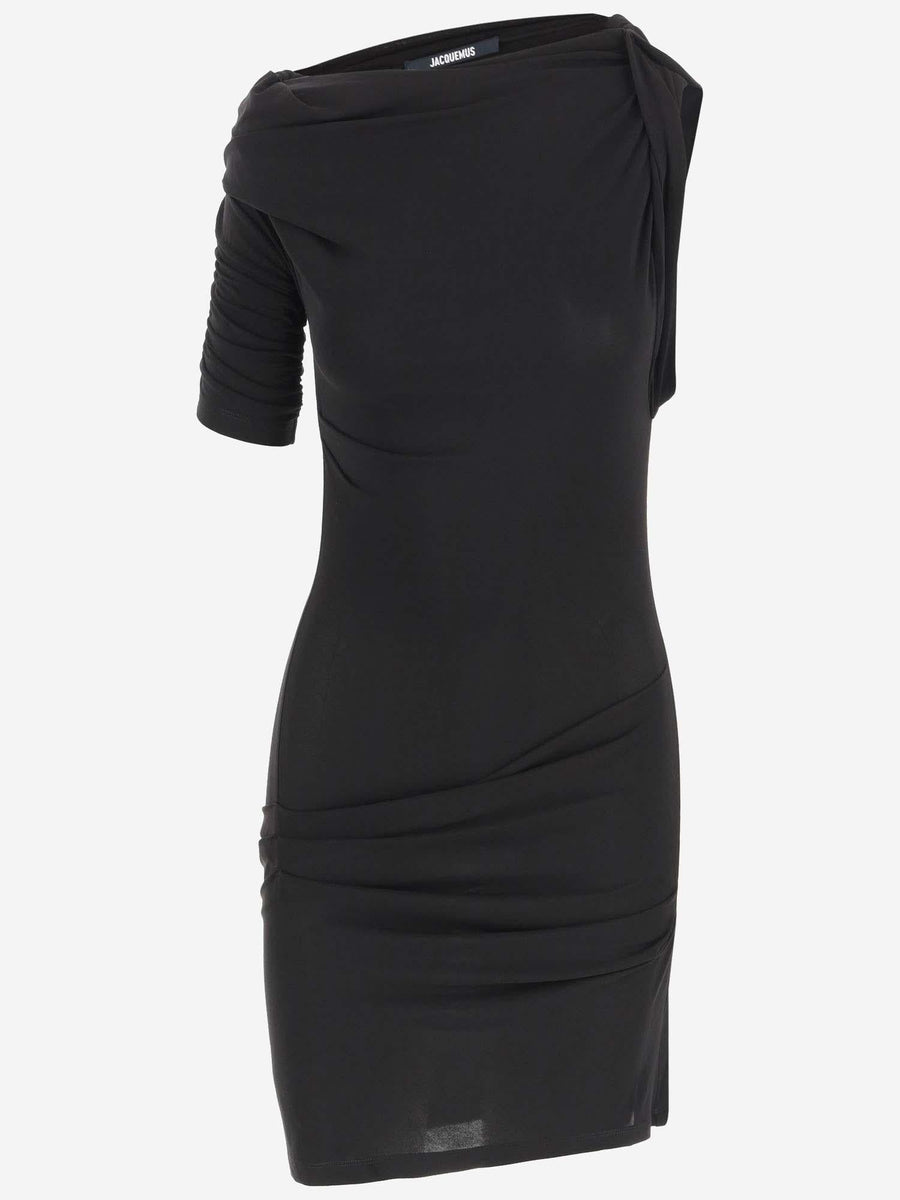 Mini Dress Drapeado Black Viscose