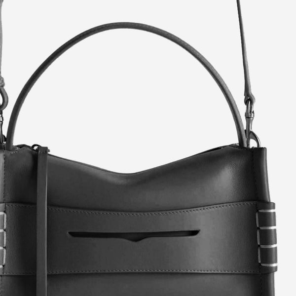 Small Leather Loafer Bag With Logo Black Shoulder